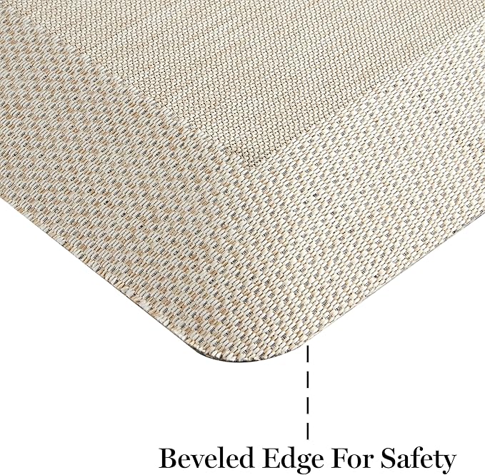 MARTHA STEWART Mira Modern Heathered Anti-Fatigue Air-Infused Kitchen Mat, Beige, 19.6"x32"