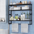 PPN Extra Large Towel Rack Bathroom Storage Shelves Over The Toilet with Towel Bar 100% Bamboo Adjustable Height Floating Shelf Wall Shower Shelf for Small Space Bathroom Kitchen Multi Usage