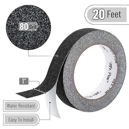 Mr. Pen Anti Slip Tape, 1 Inch x 20 Feet, Black, Non Skid Tape for Stairs, Waterproof Grip Tape Roll