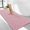 OLANLY Thick Bathroom Runner Rugs 47x24, Extra Soft Absorbent Chenille Bath Rugs, Rubber Backing, Machine Wash Dry, Long Bath Mats for Bathroom, Tub and Shower, Home Decor Accessories, Dusty Rose