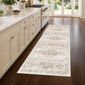 Beige Washable 8ft Long Runners for Hallways, 3x8 Kitchen Runner Rug, Entryway Indoor Runner, Non Slip Boho Vintage Floor Décor for High Traffic Area (3x8 Beige/Latte)