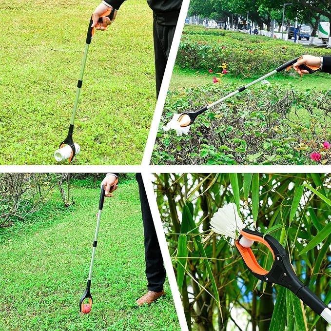 Grabber Reacher Tool,32 Inch Extra Long Foldable Pick Up Stick with Strong Grip Magnetic,360°Rotating Anti-Slip Jaw,Trash Claw Grabber Tool,Trash Picker Tool for Outdoor & Indoor (Orange)