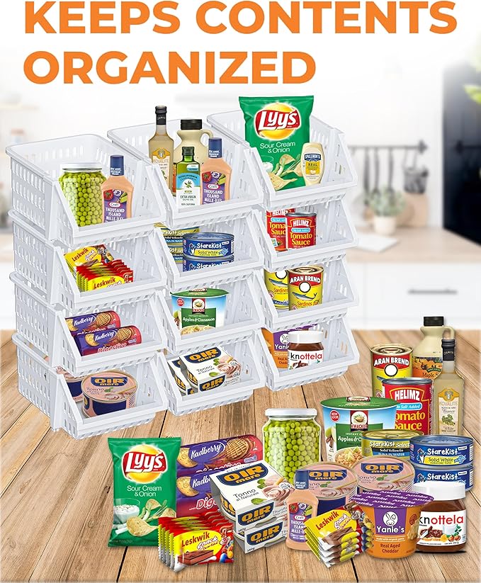 TidyFriend 12 Pack Small Stackable Storage Bins for Toy Organizer and Storage - Toy Storage Organizer for Kids Room and Home Organization (White)