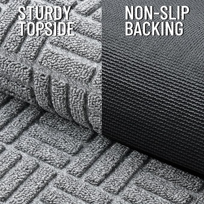 OLANLY Front Door Mat Outside Entrance 47x32, Absorbent, Heavy Duty Sturdy Natural Rubber Doormat Indoor Outdoor, Non-Slip, Stain and Fade Resistant, Low Profile Floor Mat for Entryway, Charcoal Gray