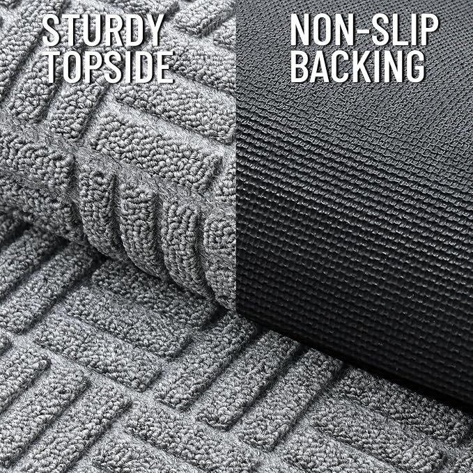 OLANLY Front Door Mat Outside Entrance 71x23, Absorbent, Heavy Duty Sturdy Natural Rubber Doormat Indoor Outdoor, Non-Slip, Stain and Fade Resistant, Low Profile Floor Mat for Entryway, Charcoal Gray