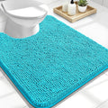 OLANLY Toilet Rugs U-Shaped 24x20, Extra Soft Absorbent Chenille Contour Bathroom Rugs for Toilet, Dry Quickly, Machine Washable, Non-Slip Bath Mat, Aqua Sky