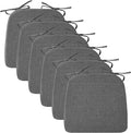 Ruqmuis Chair Cushions for Dining Chairs, 2" Thick Seat Cushions for Kitchen Chairs, D-Shaped Chair Pads with Washable Cover, Ties and Non Slip Backing, 17'' x 16'', Set of 6, Dark Grey