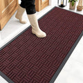 OLANLY Front Door Mat Outside Entrance 59x23, Absorbent, Heavy Duty Sturdy Natural Rubber Doormat Indoor Outdoor, Non-Slip, Stain and Fade Resistant, Low Profile Floor Mat for Entryway, Burgundy