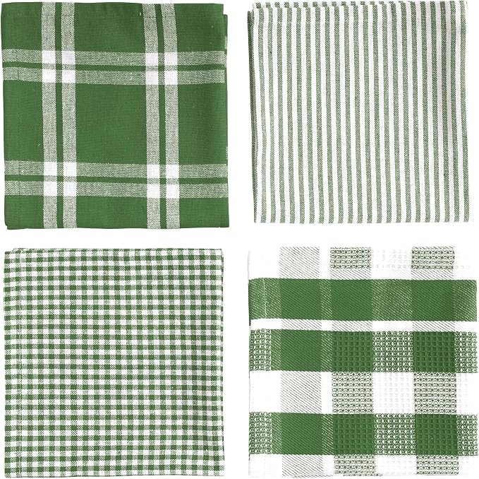 LANE LINEN 100% Cotton Kitchen Dish Cloths, Ultra Soft Absorbent Quick Drying Dish Towels, Multiweave Wash Cloths Dish Towel Sets, 12x12 Inches, 12 Pack - Olive
