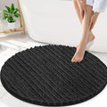Smiry Bathroom Rugs Mat Round 30x30, Soft Absorbent Chenille Bath Rugs, Non Slip Rubber Backing Machine Washable Quick Dry Bath Mats for Bathroom Floor, Tub, Shower, Home Accessories, Black