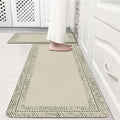 Sage Green Vintage Boho Elegance Frame Kitchen Rug Sets [2 PCs], Anti-Fatigue, Waterproof Non-Slip Kitchen Mats Heavy Duty Comfort Foam Rug for Kitchen, Floor, Laundry,17"x29"+17"x47"
