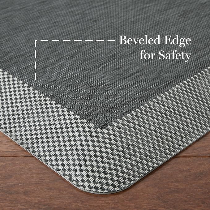 MARTHA STEWART Mira Modern Heathered Solid Anti-Fatigue Air-Infused Kitchen Mat, Black, 19.6"x32"