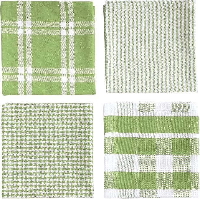 LANE LINEN 100% Cotton Kitchen Dish Cloths, Ultra Soft Absorbent Quick Drying Dish Towels, Multiweave Wash Cloths Dish Towel Sets, 12x12 Inches, 12 Pack - Sage Green