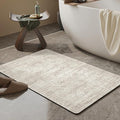 Mecko Bath Mat, Ultra Absorbent Quick Dry Bathroom Floor Mats-Rubber Non-Slip Thin Bathroom Rug Fit Under Door, Faux Suede Surface Shower Rug for Bathtub, Sink, Shower Room(Beige/Brown,16"x24")