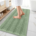 OLANLY Thick Bathroom Runner Rugs 47x20, Extra Absorbent Chenille Striped Bath Rugs, Rubber Backing, Machine Wash Dry, Long Bath Mats for Bathroom, Tub and Shower, Home Decor Accessories, Sage Green