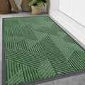 Smiry Front Door Mat Outside Entrance, Heavy Duty Sturdy Natural Rubber Doormat, Trap Dirt and Moisture, Easy Clean Low Profile Welcome Floor Mats for Indoor Outdoor Entry, 59x23 Inch, Green
