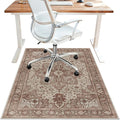 48"x60" Office Chair Mat for Hardwood Tile Floor, Under Desk Carpet Protector for Rolling Computer Chair Mat, Machine Washable Area Rug, Anti-Slip 1/5" Thick Low Pile Thin Vinyl Floor Mat, Brown Red