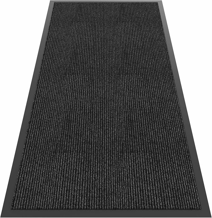 Front Door Mat, 4'x8' Indoor Outdoor Door Mat, Commercial Industrial Entrance Doormat, Heavy Duty Welcome Mat, Rubber Backing Non Slip Doormat for Entryway, Grey