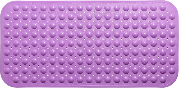 Large Non-Slip Bathtub & Shower Mat 31 inch x16 inch (Smooth/Non-Textured Tubs Only) Safe, Clean, Machine-Washable, Superior Grip&Drainage, Vinyl, Opaque Purple, Medium