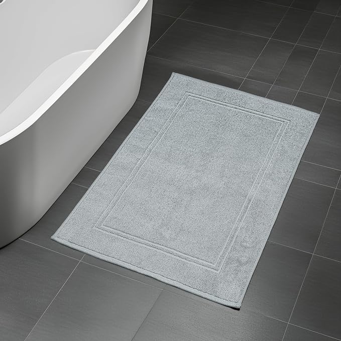 Tens Towels Pack of 2 Bath Mats 100% Cotton, 20 x 32 Inches, Super Absorbent, Hotel Quality Premium Floor Towels, Luxurious, Soft & Quick Dry, Not a Bathroom Rug, Cool Grey