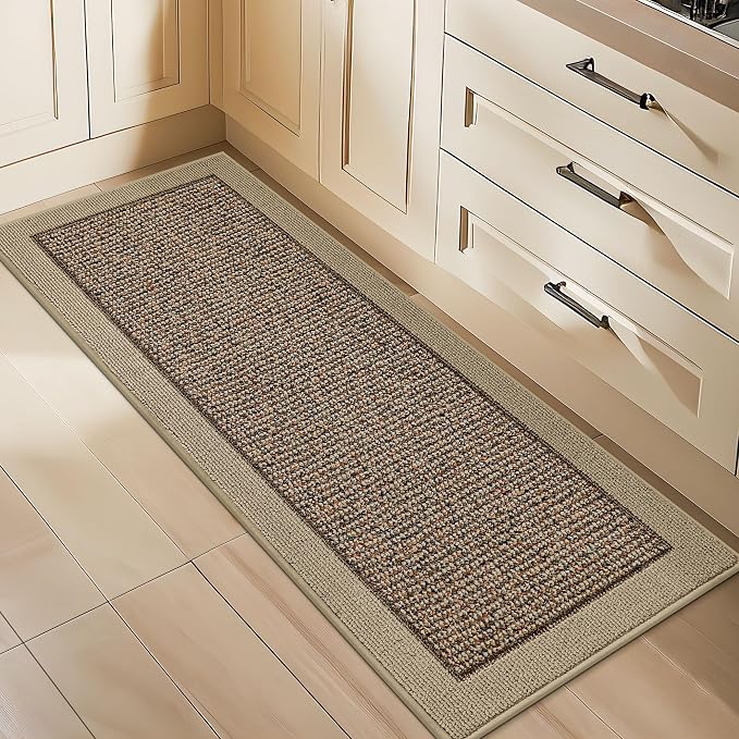 BEQHAUSE Kitchen Runner Rugs 24"x60", Kitchen Rugs Non-Slip Kitchen Mats for Floor, Absorbent and Stain Resistant Kitchen Mats, Machine Washable Rug for Kitchen, Hallway, Laundry & Sink, Taupe