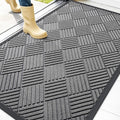 OLANLY Front Door Mat Outside Entrance 47x32, Absorbent, Heavy Duty Sturdy Natural Rubber Doormat Indoor Outdoor, Stain and Fade Resistant, Non-Slip Low Profile Floor Mat for Entryway, Grey Diamond