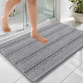 OLANLY Thick Bathroom Rugs 36x24, Extra Soft Absorbent Chenille Striped Bath Rugs, Rubber Backing, Machine Wash Dry, Bath Mats for Bathroom Floor, Tub and Shower, Home Decor Accessories, Grey