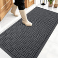 OLANLY Front Door Mat Outside Entrance 47x23, Absorbent, Heavy Duty Sturdy Natural Rubber Doormat Indoor Outdoor, Non-Slip, Stain and Fade Resistant, Low Profile Floor Mat for Entryway, Black Gray