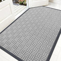OLANLY Front Door Mat Outside Entrance 59x34, Absorbent, Heavy Duty Sturdy Natural Rubber Doormat Indoor Outdoor, Non-Slip, Stain and Fade Resistant, Low Profile Floor Mat for Entryway, Light Gray