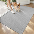 LUMI Ultra Thin Indoor Door Mat for Entrance 32"x48", Non Slip Entryway Mat, Low Profile Doormat, Unique Herringbone Design Carpet for Inside, Patio, Porch, Gray