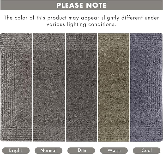 Madison Park Splendor Reversible 100% Cotton Tufted Bathroom Rug-3000 GSM Hotel Quality Luxurious Plush Medium Pile Bath Mat Absorbent, Quick Dry, Shower Room Décor, 17x24 Charcoal