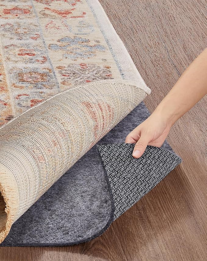 Veken Non Slip Cushioned Rug Pad Gripper 5 x 7 Ft, Felt and Silicone Backing, 1/4 inch Thick Carpet Liner for Hardwood Floors and Finishes, Under Area Rugs Anti Skid Mat, Keep Rugs Safe and in Place