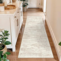 2x6 Runner Rug Hallway Washable, Non Slip with Rubber Backing Carpet for Kitchen Bathroom Neutral Moroccan Vintage Oriental Distressed Area Rugs for Bedroom Laundry Room Entry Entryway, Cream/Beige