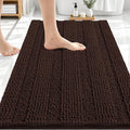 OLANLY Thick Bathroom Rugs 30x20, Extra Soft Absorbent Chenille Striped Bath Rugs, Rubber Backing, Machine Wash Dry, Bath Mats for Bathroom Floor, Tub and Shower, Home Decor Accessories, Brown