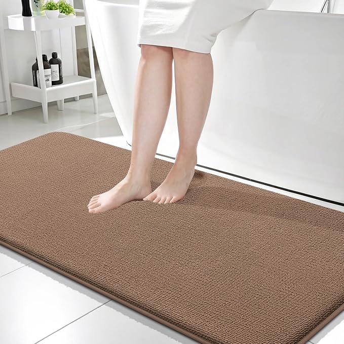 OLANLY Thick Memory Foam Bathroom Runner Rugs 59x24, Extra Soft Absorbent Long Bath Rug, Quick Dry Bath Mats, Non-Slip, Machine Washable Mat for Bathroom, Tub and Shower, Home Decor Accessories, Mocha