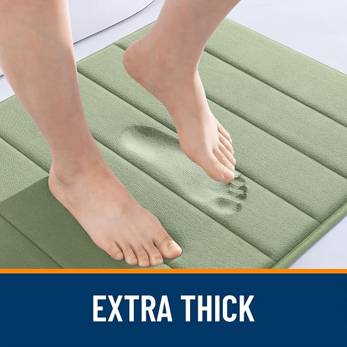 OLANLY Memory Foam Bath Mat 44x24, Super Soft Absorbent Bathroom Rugs, Quick Dry, Machine Washable Shower Floor Rugs, Bathmat Carpet, Bathroom Home Decor Accessories, Sage Green