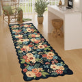 DUKINO 2.6x8 Runner Rug for Hallway, Washable Kitchen Rug with Non Slip Backing & Non-Shediing, Soft Low Pile Floral Design Runner for Bedroom, Kithchen, Living Room, Laundry, Bathroom, Navy Blue