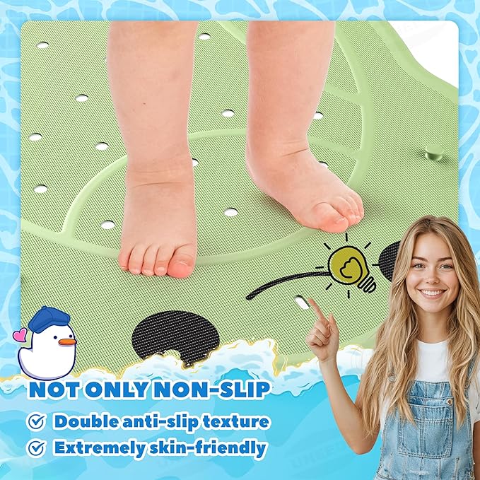 UNEEDE Kids Bathtub Mat Non Slip Shower Mat for Toddlers, Washable Anti Slip Tub Surface, Soft Rubber Mat for Bathtub Shower, Waterproof Bathtub Essentials for Children（Not for Textured Surfaces）