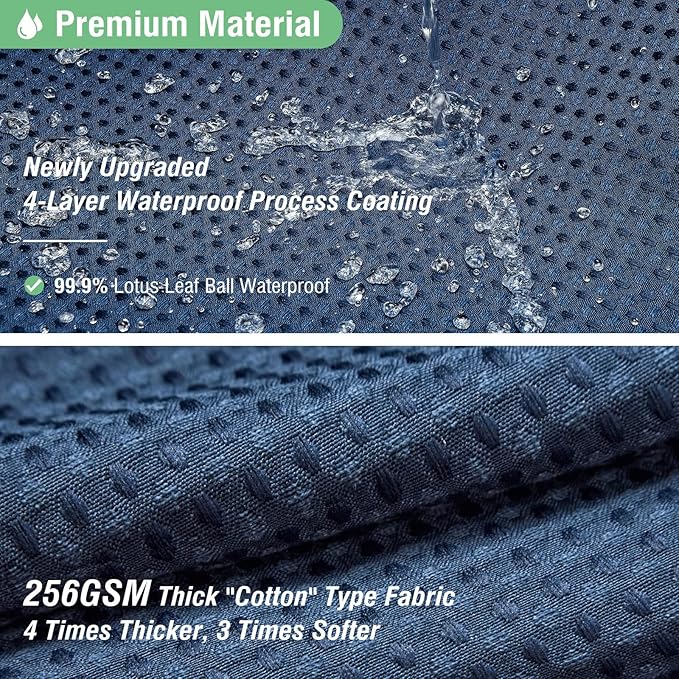 Dynamene Extra Long Shower Curtain,96 Inch Long Waffle Weave Heavy Duty Thick Fabric Bathroom Shower Curtain, Neutral Weighted Hotel Bath Curtain Set with 12 Plastic Hooks,72x96,Navy Blue