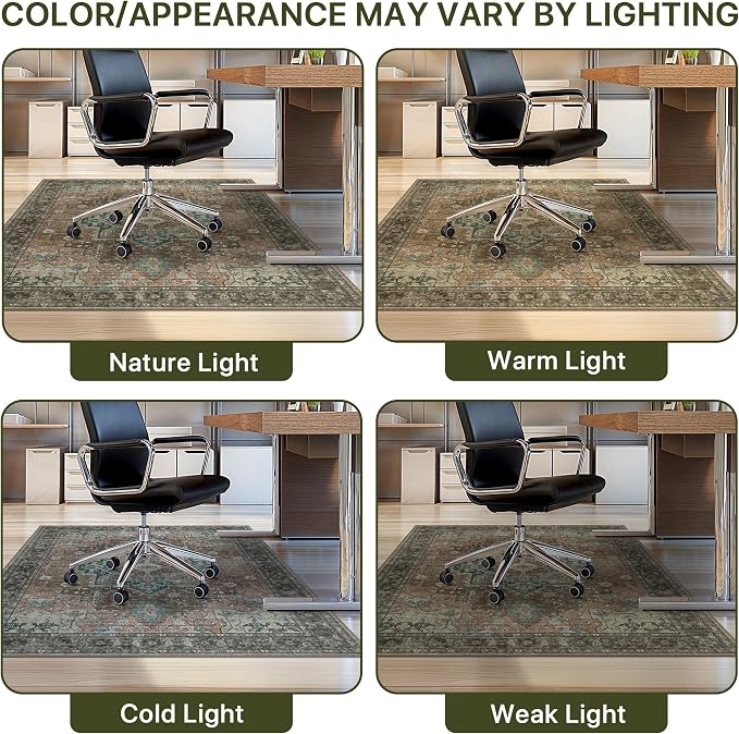 48"x60" Office Chair Mat for Hardwood Tile Floor, Under Desk Carpet Protector for Rolling Computer Chair Mat, Machine Washable Area Rug, Anti-Slip 1/5" Thick Low Pile Thin Vinyl Floor Mat, Rosewood