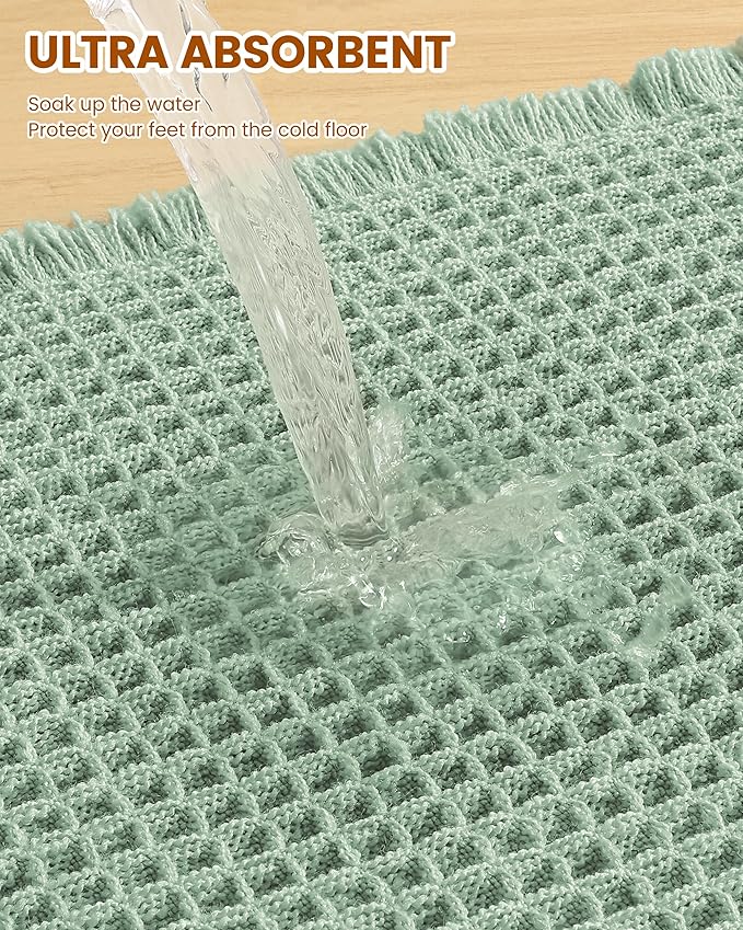 Smiry Waffle Bath Mat 47x24, Extra Soft Absorbent Bathroom Rugs, Non Slip Machine Washable Quick Dry Bath Rugs for Bathroom Floor, Tub, Shower, Home Decor Accessories, Sage Green