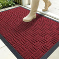 OLANLY Front Door Mat Outside Entrance 35x23, Absorbent, Heavy Duty Sturdy Natural Rubber Doormat Indoor Outdoor, Non-Slip, Stain and Fade Resistant, Low Profile Floor Mat for Entryway, Black Red