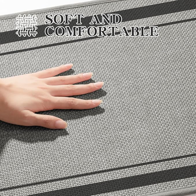 chakme Bathroom Rugs Mat 36x24, Ultra Thin Non Slip Bath Mat Large Quick Dry Absorbent Bath Mat for Bathroom Floor, (Dark Grey, 36"x24")
