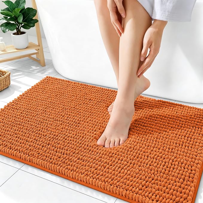 OLANLY Thick Bathroom Rugs 36x24, Extra Soft Absorbent Chenille Bath Rugs, Rubber Backing, Machine Wash Dry, Bath Mats for Bathroom Floor, Tub and Shower, Home Decor Accessories, Clay