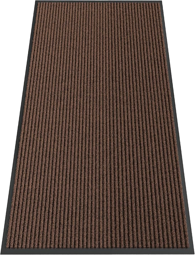 Indoor Outdoor Door Mat, 4' x 2' Doormat for Entryway, Rubber Backing Non Slip Front Door Mat Outside Entrance, Super Absorbent Commercial Floor Mat for Home Office, Brown