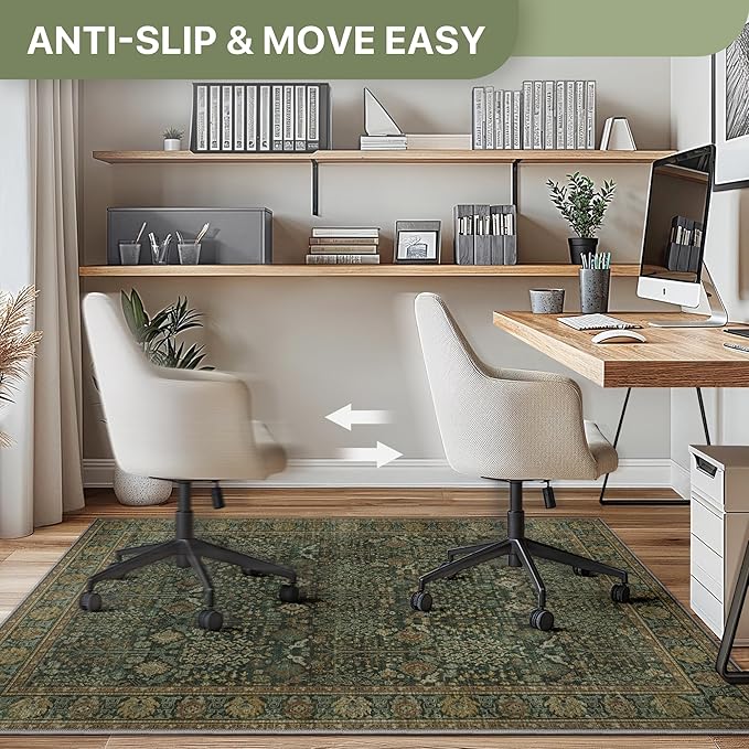 48"x60" Office Chair Mat for Hardwood Tile Floor, Under Desk Carpet Protector for Rolling Computer Chair Mat, Machine Washable Area Rug, Anti-Slip 1/5" Thick Low Pile Thin Vinyl Floor Mat, Dark Brown