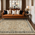 Hazo Haus Rustic Taupe Area Rug 5x7 for Living Room - Machine Washable Rugs for Dining Room, Kitchen Floor, Small Office, Low Pile Non-Slip Rubber Backing & Stain Resistance
