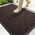 OLANLY Front Door Mat Outside Entrance 35x23, Absorbent, Heavy Duty Sturdy Natural Rubber Doormat Indoor Outdoor, Stain and Fade Resistant, Non-Slip Backing Low Profile Floor Mat for Entryway, Brown