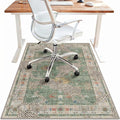 48"x72" Office Chair Mat for Hardwood Tile Floor, Under Desk Carpet Protector for Rolling Computer Chair Mat, Machine Washable Area Rug, Anti-Slip 1/5" Thick Low Pile Thin Floor Mat, Leopard Green