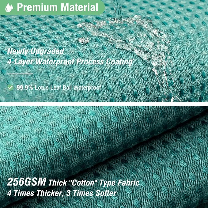 Dynamene Long Fabric Shower Curtain - 78 inch Long Waffle Weave Weighted Cloth Shower Curtains for Bathroom, Heavy Duty Hotel Spa Luxury Bath Curtain Set with 12 Plastic Hooks,72x78, Seaweed Green